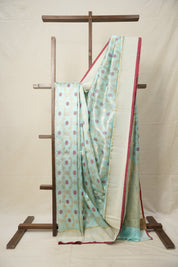 Sea Blue Zall Work Pattu Chanderi Silk Saree - SRBZWPCSS454