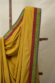 Mustard Yellow Cotton Patchwork Saree - SRMYCPS282