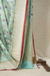 Sea Blue Zall Work Pattu Chanderi Silk Saree - SRBZWPCSS454