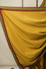 Mustard Yellow Cotton Patchwork Saree - SRMYCPS282