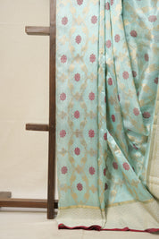 Sea Blue Zall Work Pattu Chanderi Silk Saree - SRBZWPCSS454