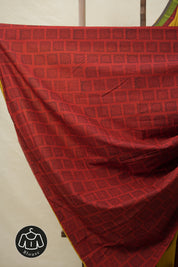 Mustard Yellow Cotton Patchwork Saree - SRMYCPS299