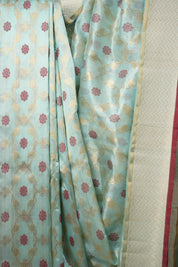 Sea Blue Zall Work Pattu Chanderi Silk Saree - SRBZWPCSS454