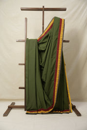 Green Cotton Patchwork Saree - SRGCPS281