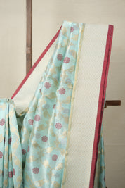 Sea Blue Zall Work Pattu Chanderi Silk Saree - SRBZWPCSS454