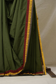 Green Cotton Patchwork Saree - SRGCPS281