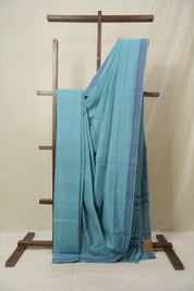 Sky Blue Plain Cotton Mangalgiri Saree - SRSBPCMS73