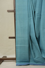 Sky Blue Plain Cotton Mangalgiri Saree - SRSBPCMS73