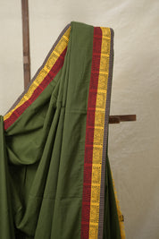 Green Cotton Patchwork Saree - SRGCPS281