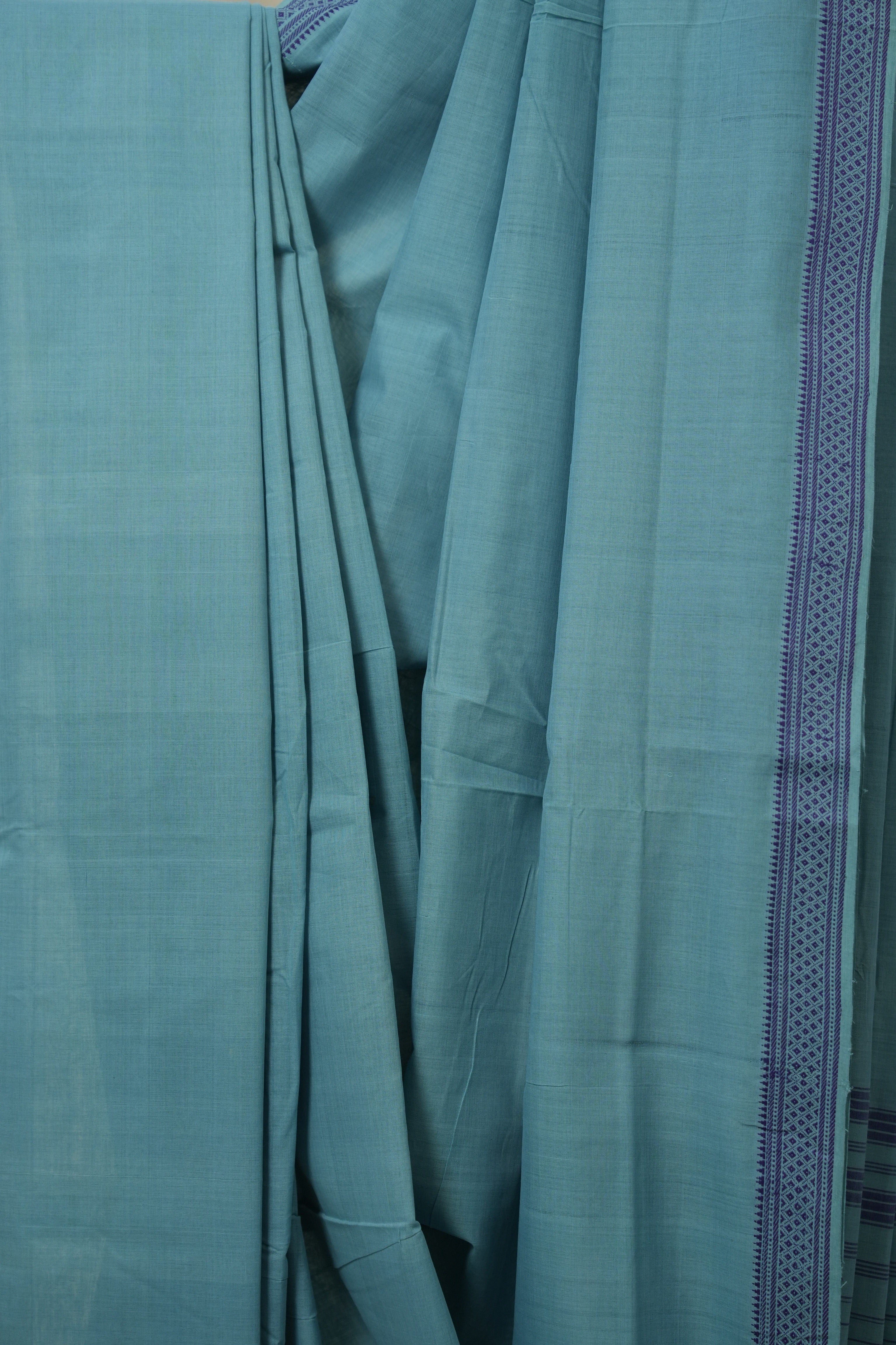 Sky Blue Plain Cotton Mangalgiri Saree - SRSBPCMS73