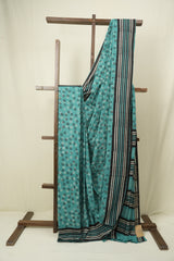 Teal HBP Cotton Saree - SRTCS3588