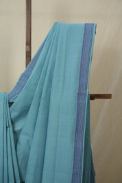 Sky Blue Plain Cotton Mangalgiri Saree - SRSBPCMS73