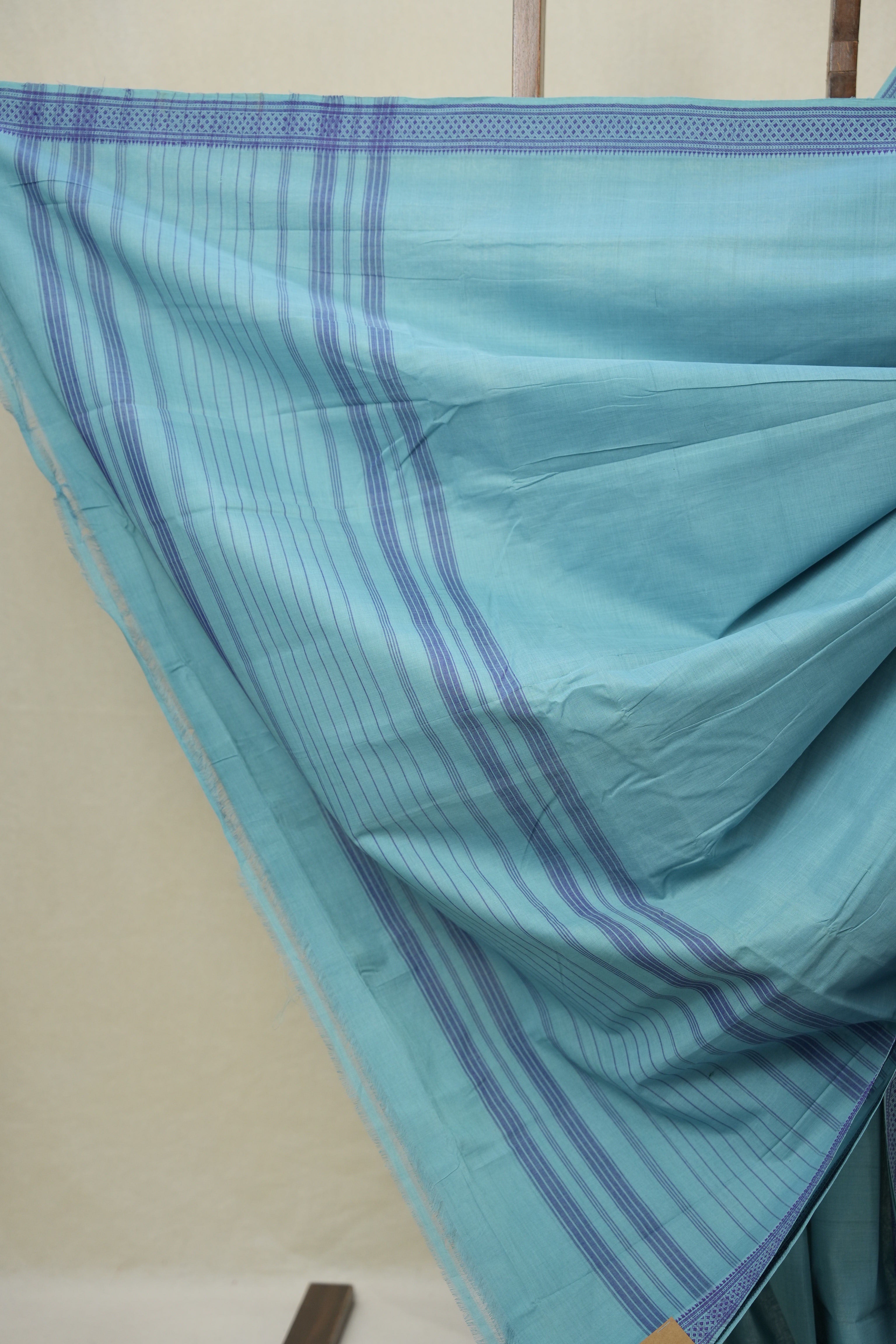 Sky Blue Plain Cotton Mangalgiri Saree - SRSBPCMS73