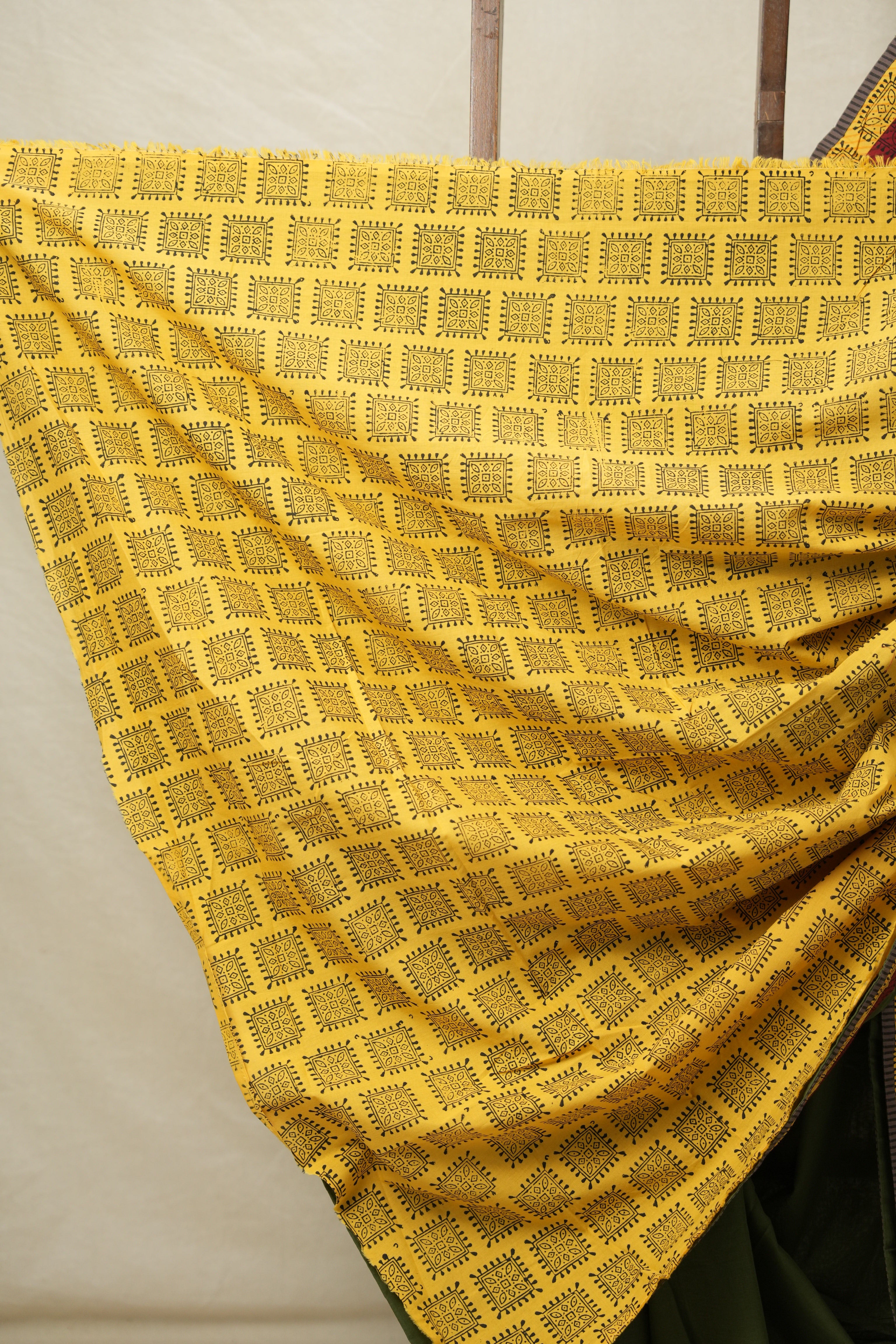 Green Cotton Patchwork Saree - SRGCPS281