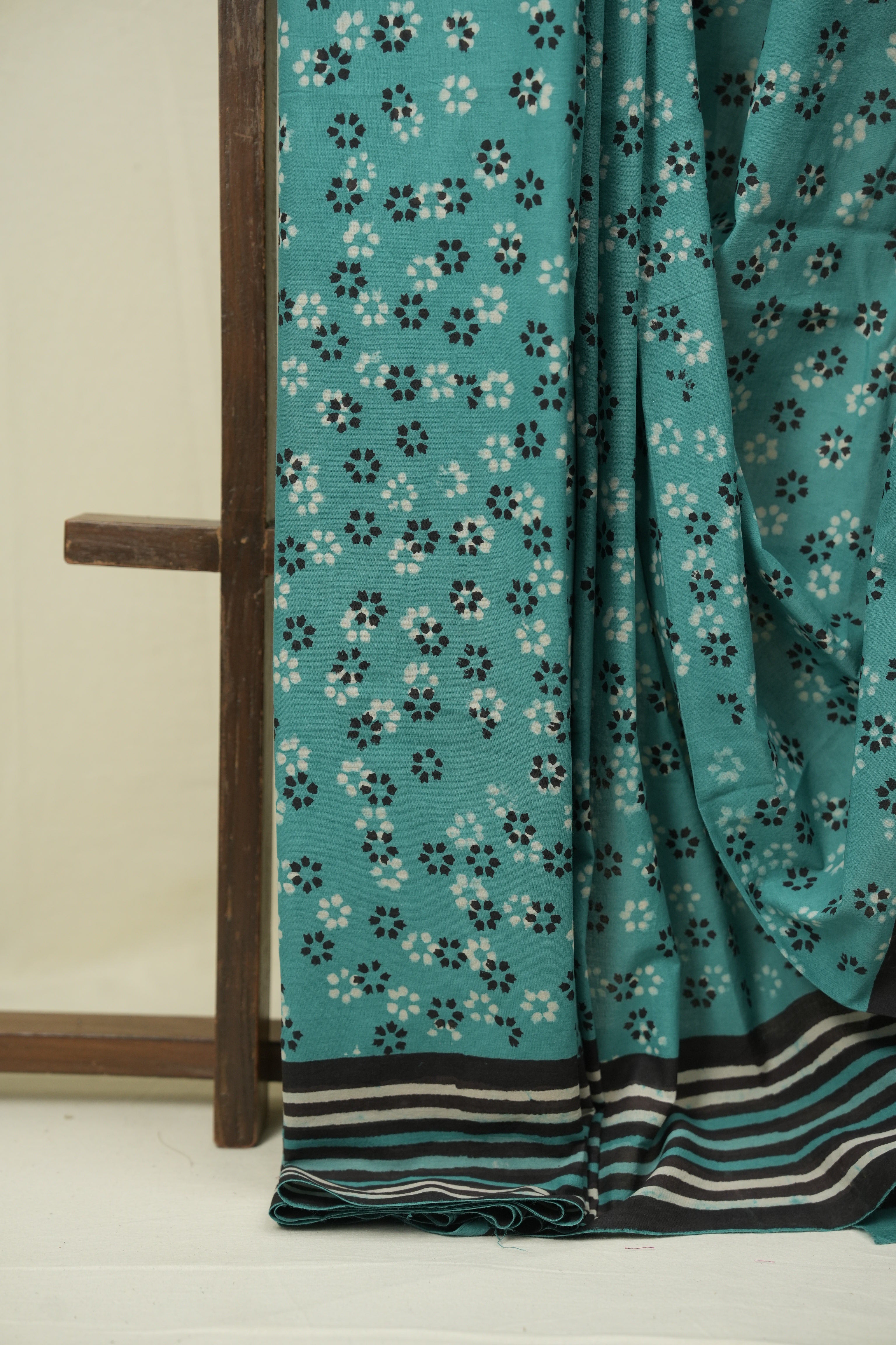 Teal HBP Cotton Saree - SRTCS3588