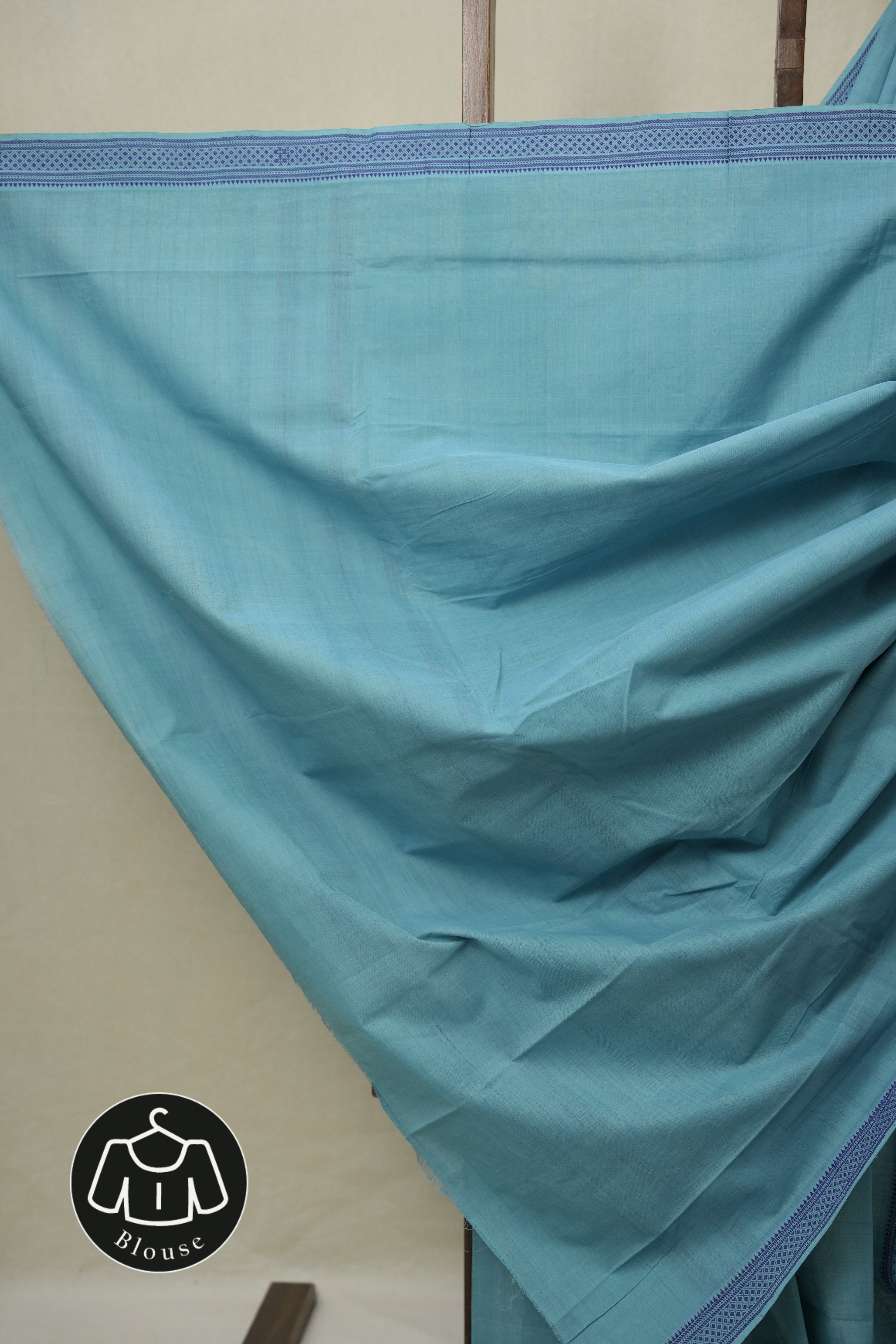 Sky Blue Plain Cotton Mangalgiri Saree - SRSBPCMS73