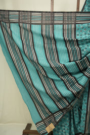 Teal HBP Cotton Saree - SRTCS3588