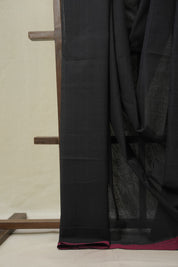 Black Plain Cotton Mangalgiri Saree - SRBPCMS75