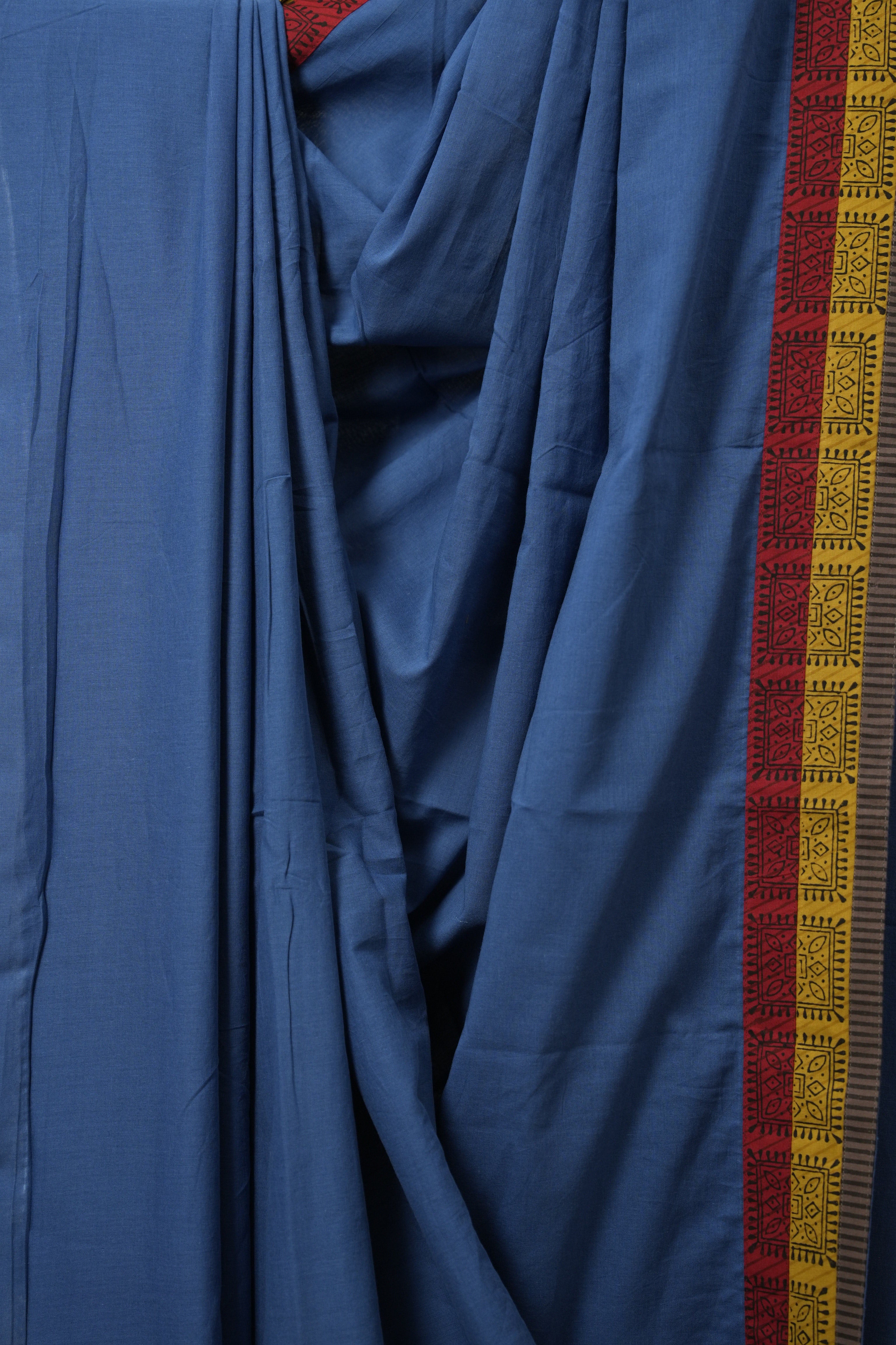 Blue Cotton Patchwork Saree - SRBCPS280