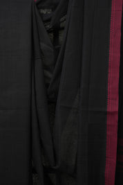Black Plain Cotton Mangalgiri Saree - SRBPCMS75