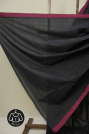 Black Plain Cotton Mangalgiri Saree - SRBPCMS75