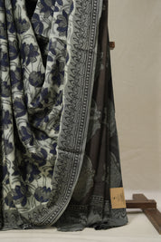 Cream Blue HBP Modal Silk Saree - SRCBMSS515