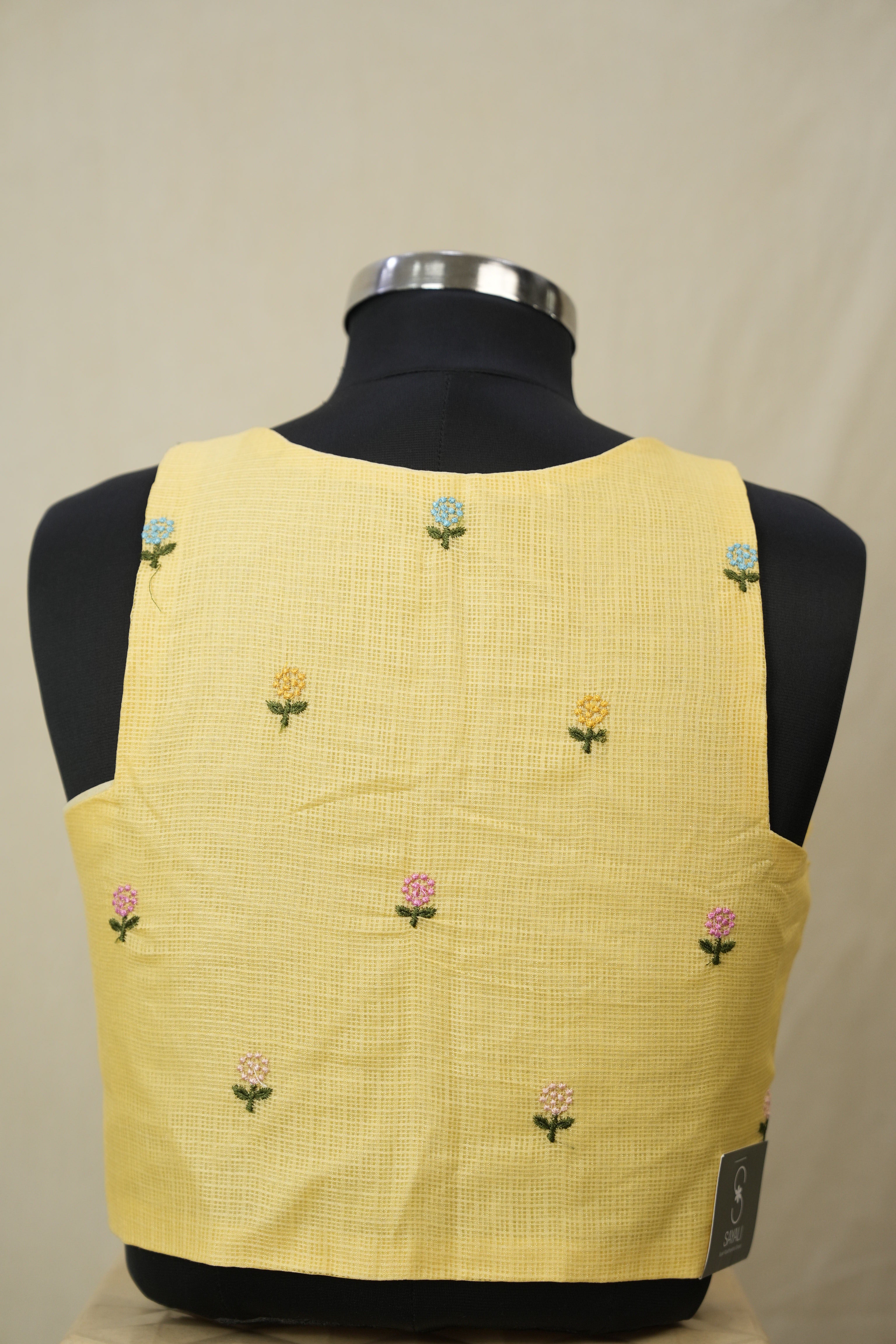 Cream Yellow Kota Silk Blouse - SRCYKSB02