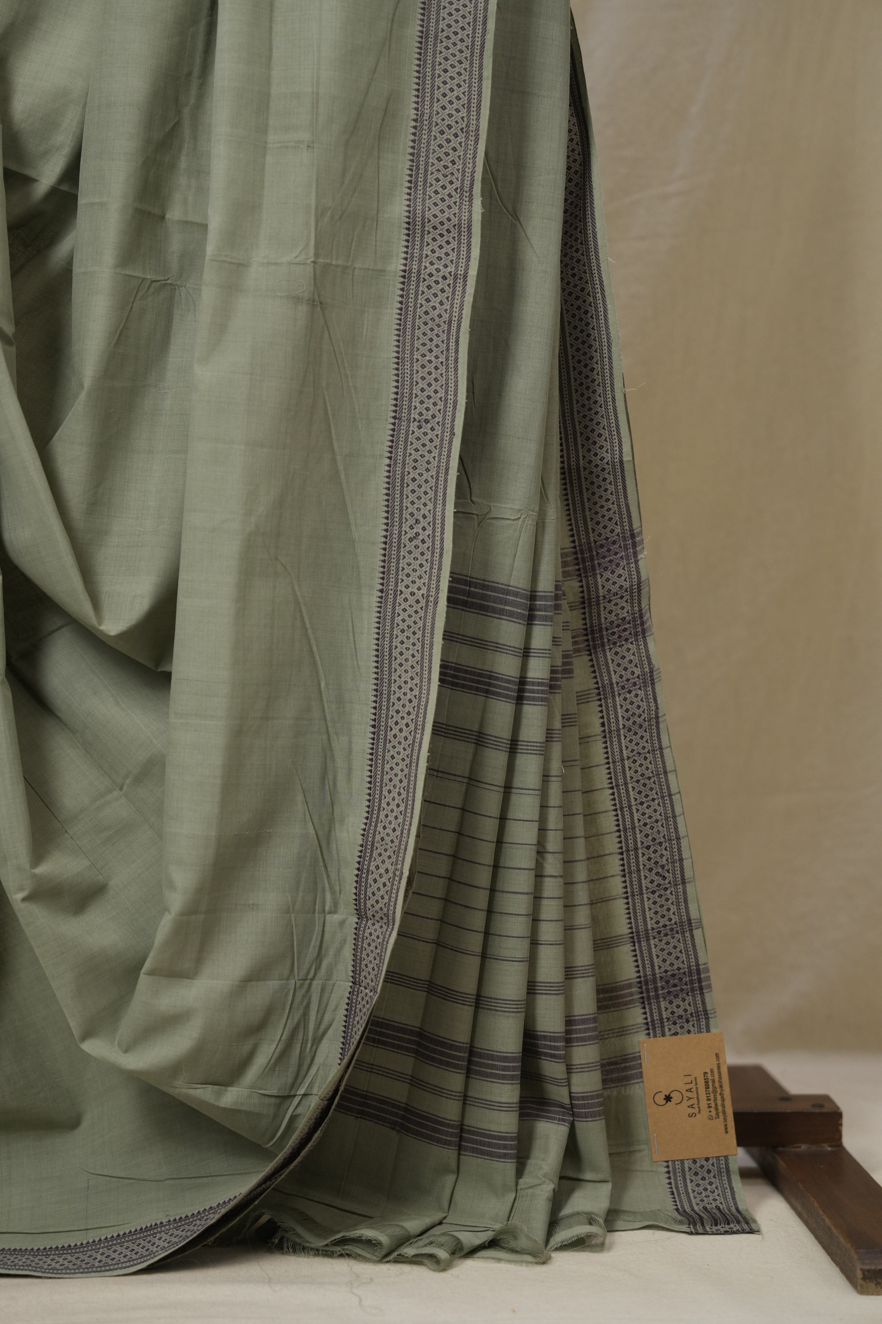 Sage Green Cotton Mangalgiri Saree - SRSGCMS76