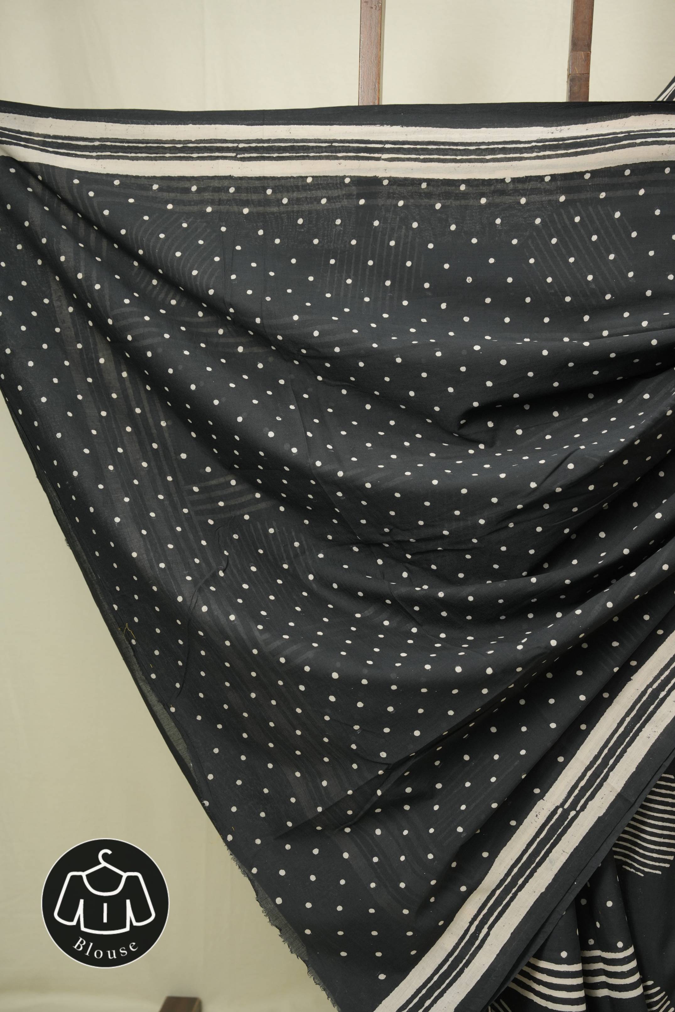 Black HBP Cotton Saree - SRBCS3589