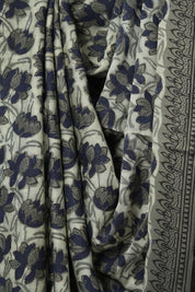 Cream Blue HBP Modal Silk Saree - SRCBMSS515