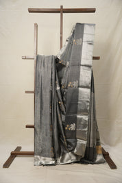Dark Grey Zall Pattu Chanderi Silk Saree -SRDGZPCSS459