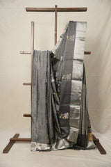 Dark Grey Zall Pattu Chanderi Silk Saree -SRDGZPCSS459