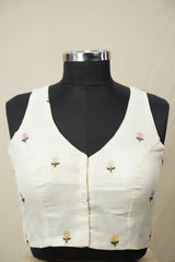 Pearl White Kota Silk Blouse - SRPWKSB04