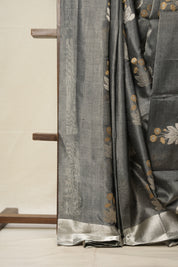 Dark Grey Zall Pattu Chanderi Silk Saree -SRDGZPCSS459