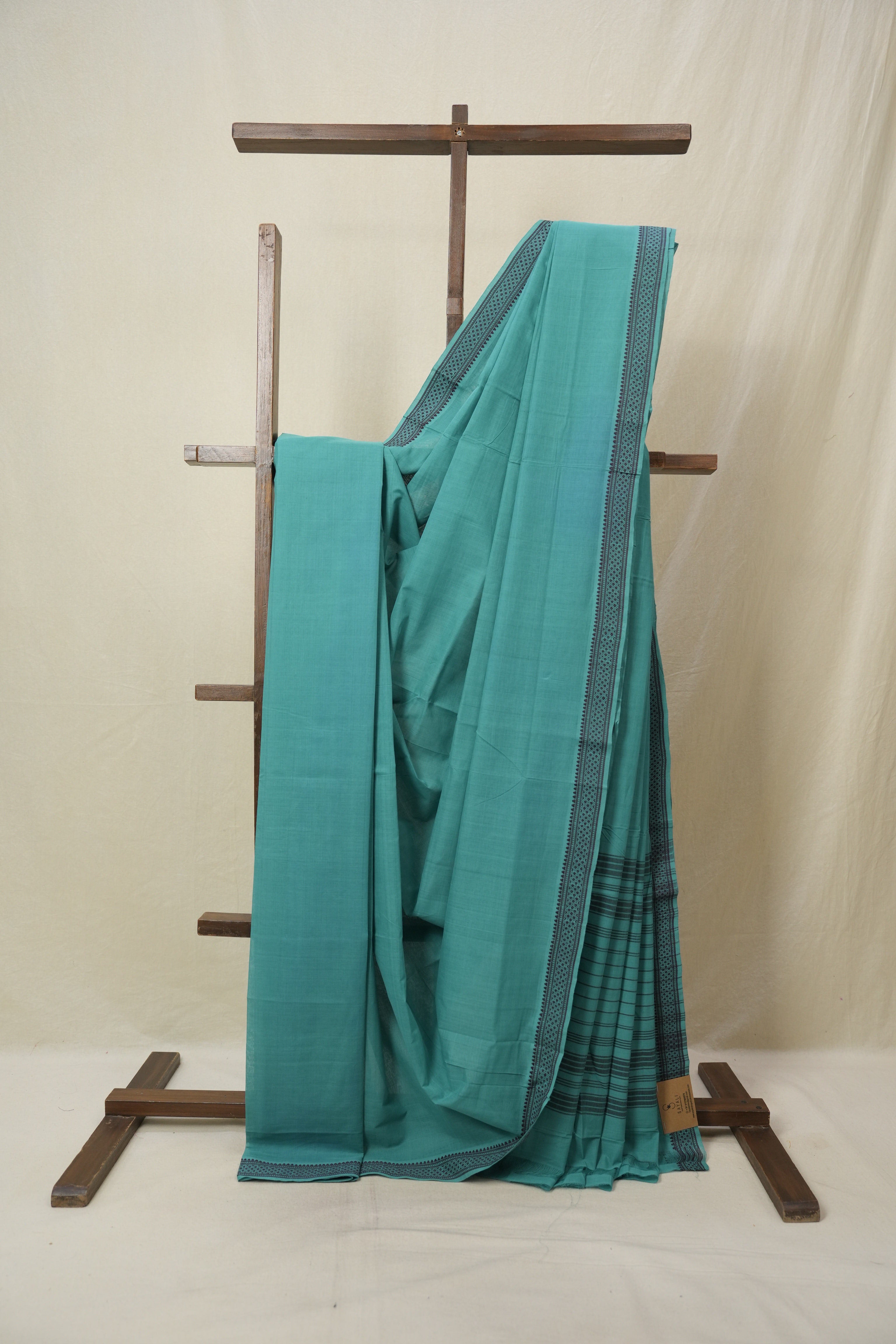 Turquoise Plain Cotton Mangalgiri Saree - SRTPCMS77