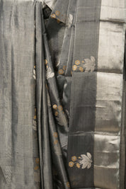 Dark Grey Zall Pattu Chanderi Silk Saree -SRDGZPCSS459
