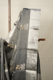 Dark Grey Zall Pattu Chanderi Silk Saree -SRDGZPCSS459
