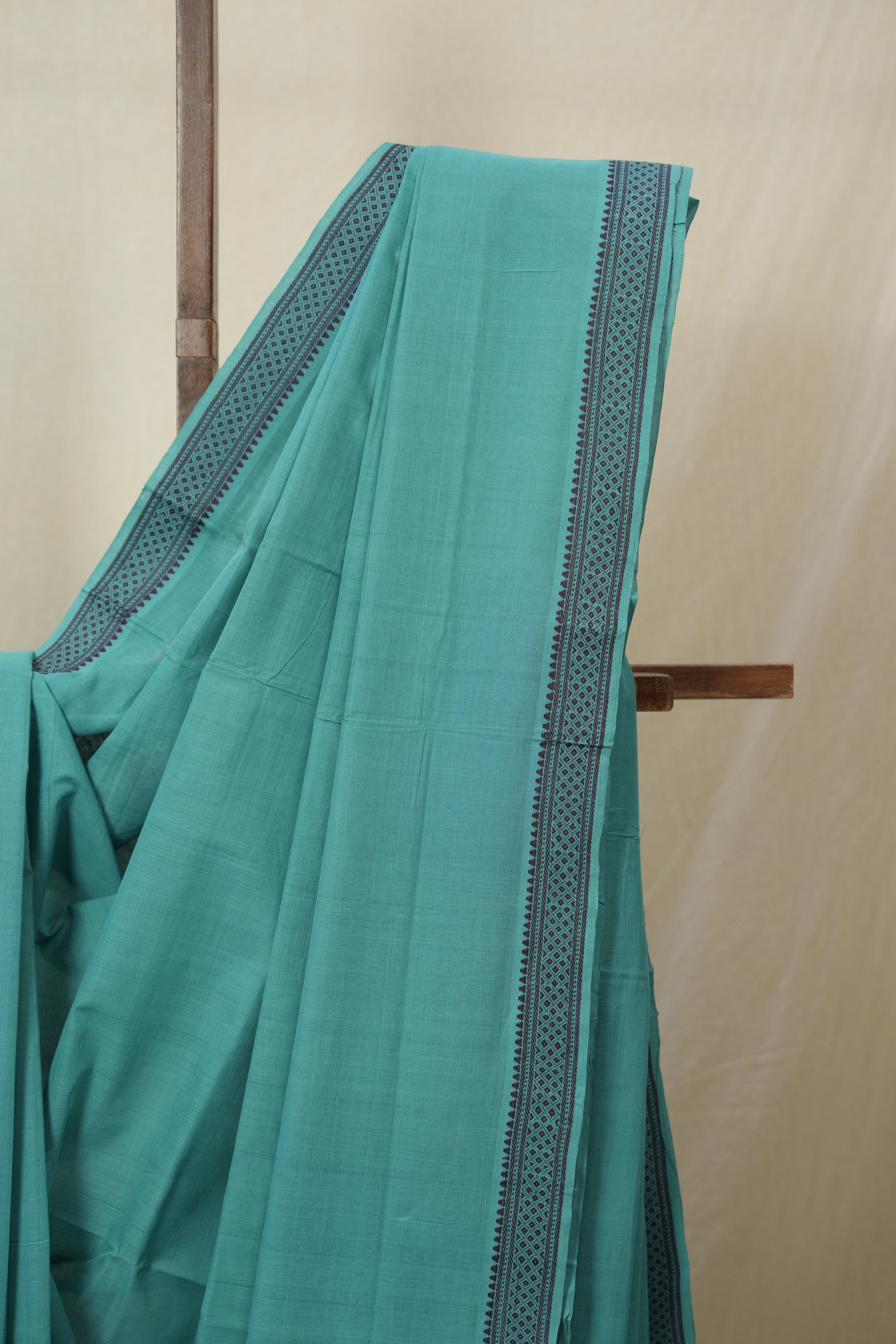 Turquoise Plain Cotton Mangalgiri Saree - SRTPCMS77