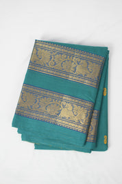Turquoise  Kanchi Cotton Saree - SRMGKCS1253