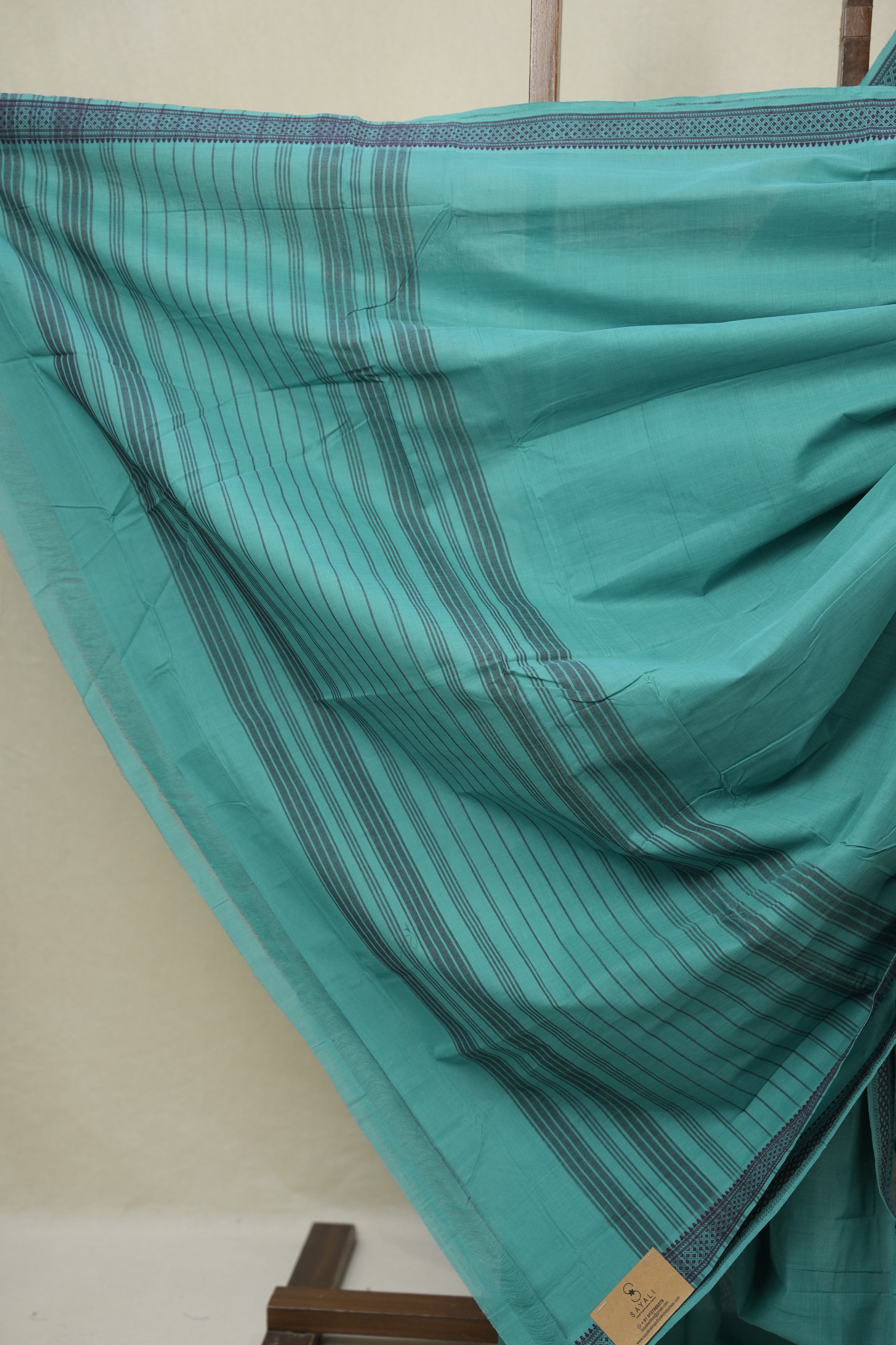 Turquoise Plain Cotton Mangalgiri Saree - SRTPCMS77