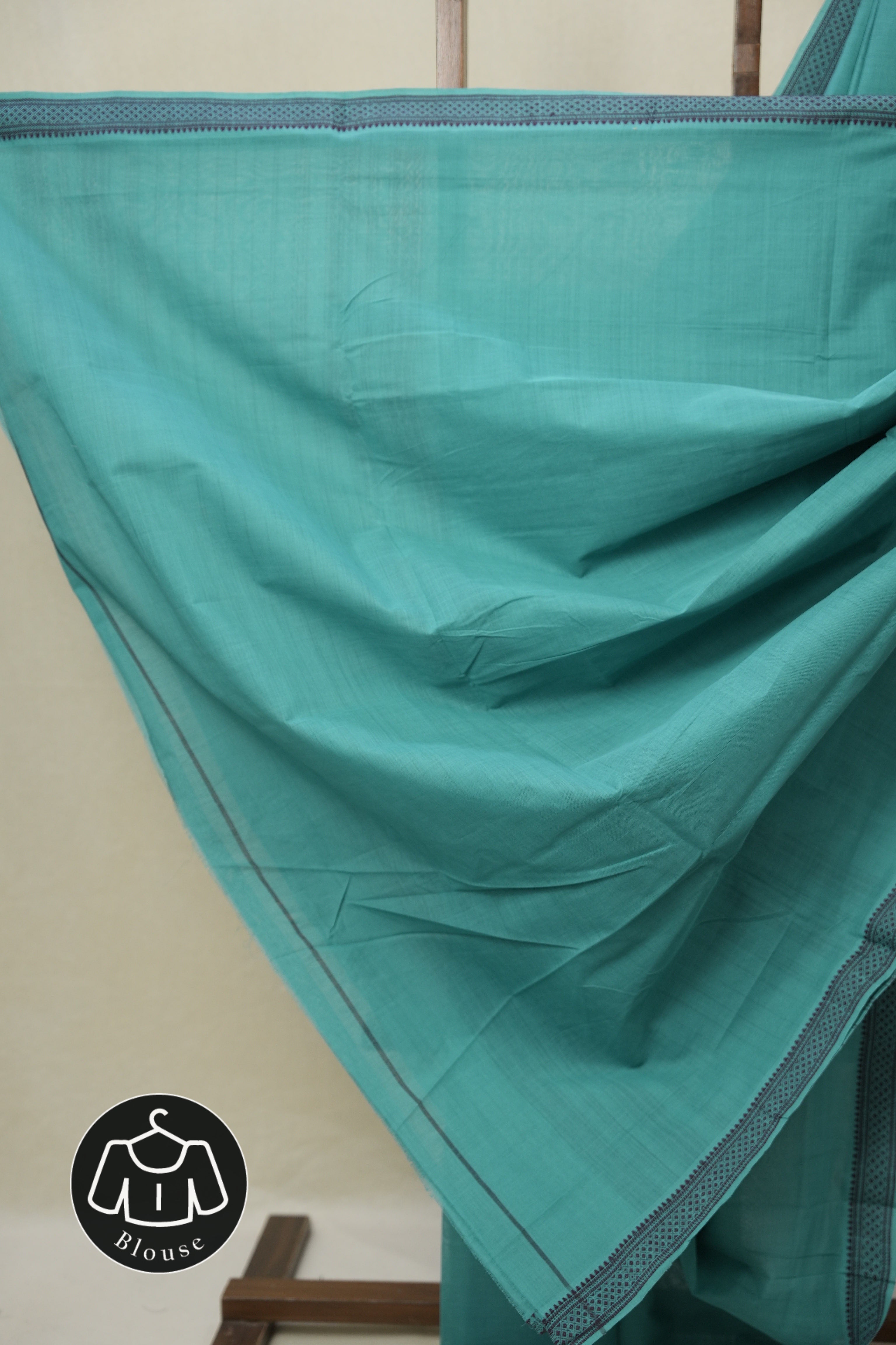Turquoise Plain Cotton Mangalgiri Saree - SRTPCMS77