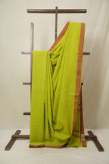 Neon Green Cotton Mangalgiri Saree - SRNGCMS78