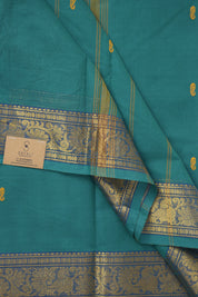 Turquoise  Kanchi Cotton Saree - SRMGKCS1253