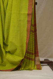 Neon Green Cotton Mangalgiri Saree - SRNGCMS78