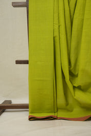 Neon Green Cotton Mangalgiri Saree - SRNGCMS78