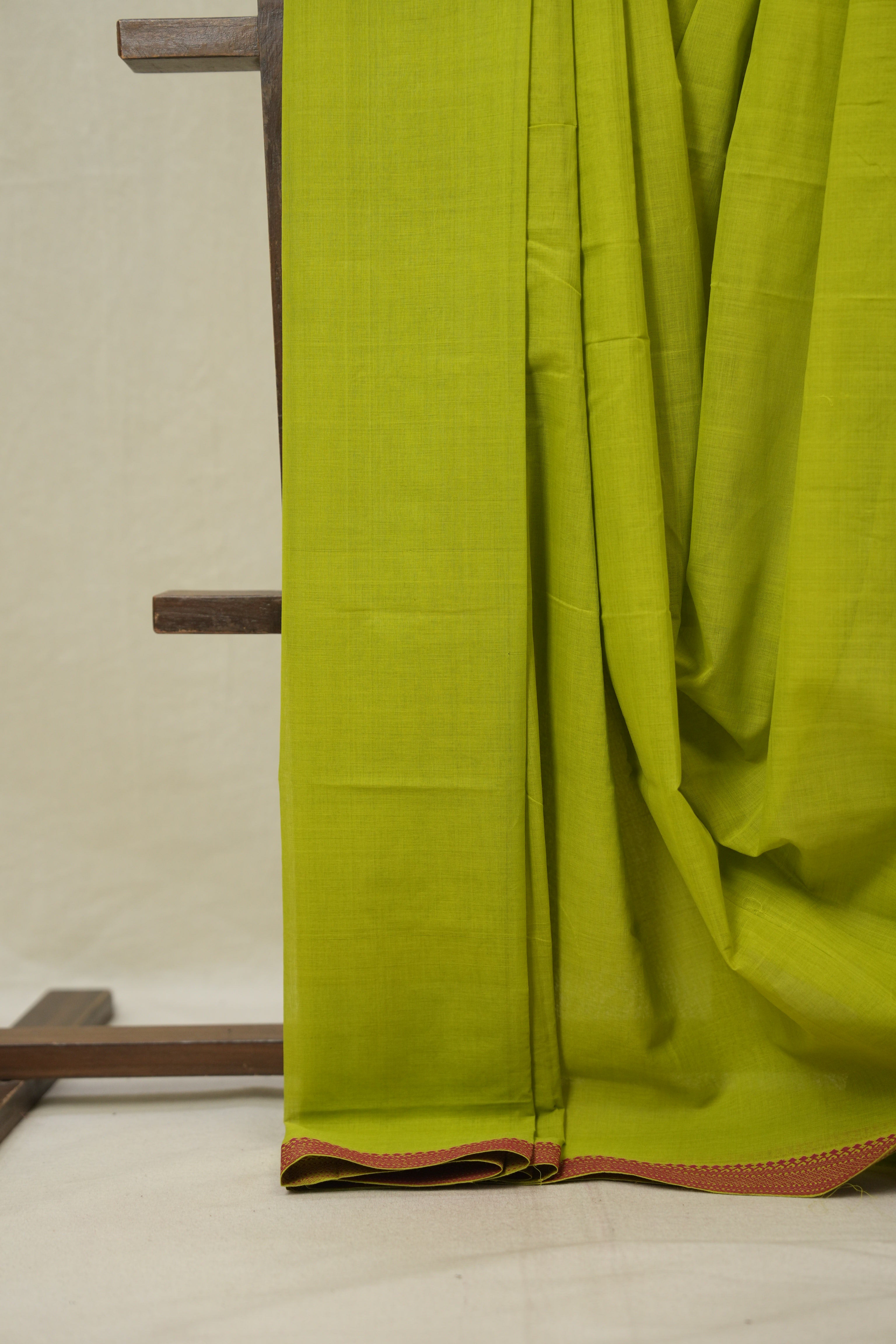 Neon Green Cotton Mangalgiri Saree - SRNGCMS78