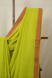 Neon Green Cotton Mangalgiri Saree - SRNGCMS78