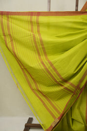 Neon Green Cotton Mangalgiri Saree - SRNGCMS78