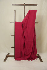 Red Plain Cotton Mangalgiri Saree - SRRPCMS95