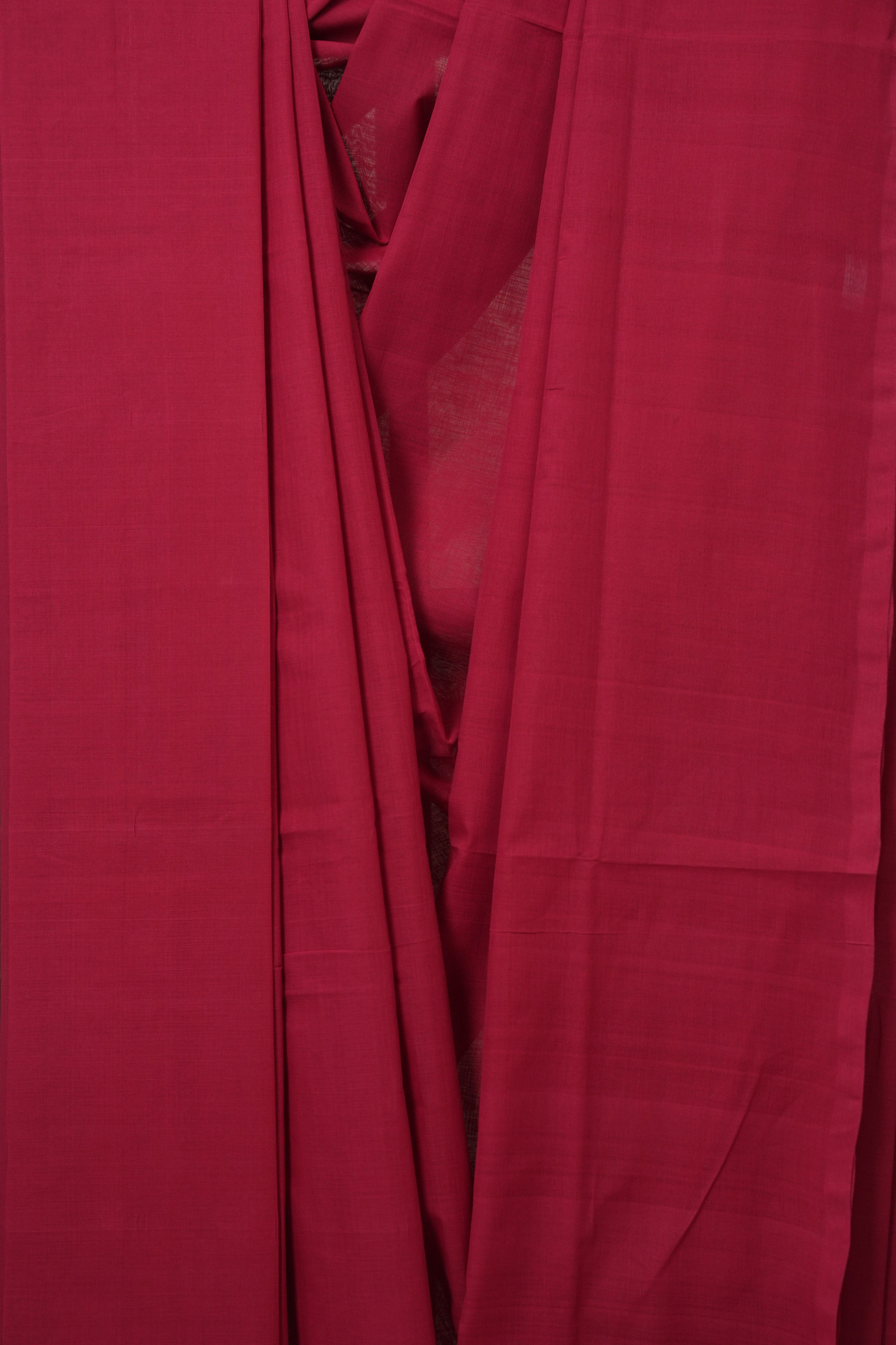 Red Plain Cotton Mangalgiri Saree - SRRPCMS95